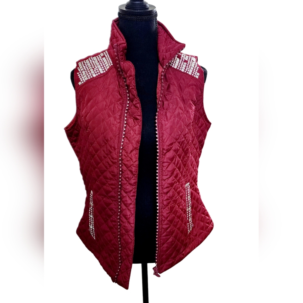 Rods Western Red quilted silver Studded vest
